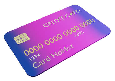 Abstract credit card isolated on white. Money, finance, payments, settlements, lending. Getting a bank loan. A card with a credit limit. Pink bank card. 3d imageの写真素材