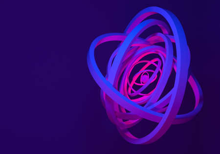 Lilac geometric abstraction. Geometric pattern with space for text. An art object made of three-dimensional circles. Abstract geometry. An image with circles for the background. 3d renderingの写真素材