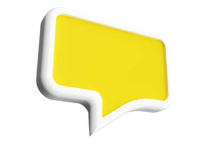 Yellow cloud for text. Dialog box bubble isolated on white. Quotes frames, remark. Chat bubble with place for text. Blank speech bubble. Icon for text or mention. Information place. 3d imageの写真素材
