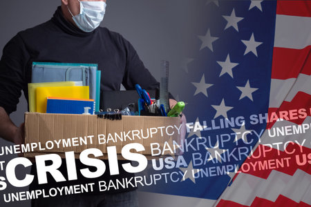 Unemployment in US of America. Unemployment problems in United States. Unemployed American with a...