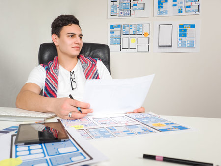 Web development studio worker. Concept - business application development services. Development of...