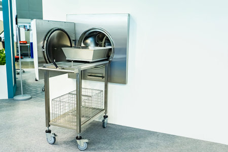 Chamber for sterilization and transferring something from infected. Metal chamber leading to...