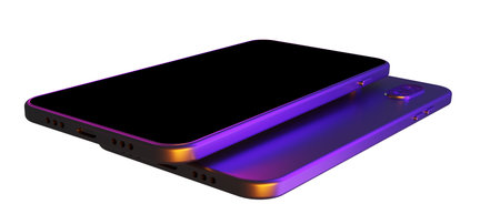 Visual concept phone design. Two smartphones are on top of each other. Realistic smartphones with...