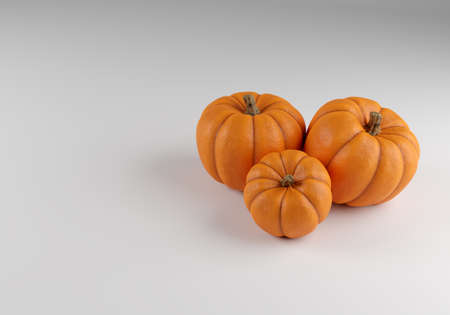 Pumpkin illustration with free space for inscription. Pumpkin illustration 3d rendering. Place for your text pumpkins dish. Using pumpkins for cooking. Dishes from pumpkins. Three-dimensional gourdsの写真素材