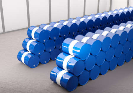 Barrels for chemistry. Metal Barrels. Chemical Industry. Chemistry. Chemical storage warehouse. Containers for chemical liquids. Warehouse system. Toxic barrels are kept in stock. Warehouse storageの写真素材