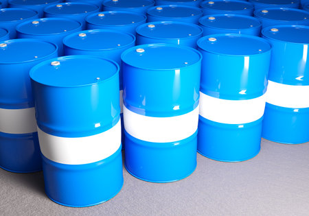 Barrels for chemistry. Metal Barrels. Chemical Industry. Chemistry. Chemical storage warehouse....