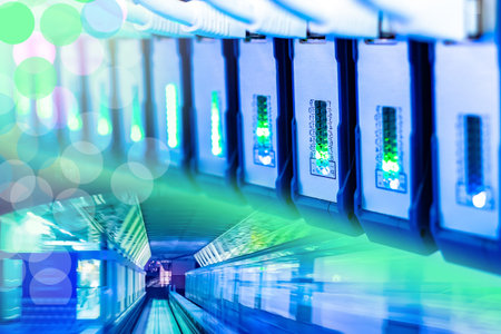 Network hardware. Concept is high-speed internet connection. High-speed train as meta-form fast...
