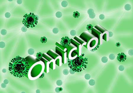 Omicron Covid variant B.1.1.529. Mutated coronavirus SARS-CoV-2. 3D render. COVID-19の写真素材