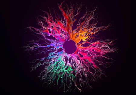 Abstraction with lines waves. Abstract geometry. Waves texture from bending fibers. Flying colored threads. Abstraction with lines for background. 3 D imageの写真素材