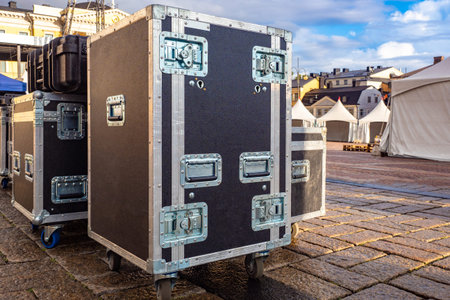 Boxes for musical equipment. Cases for musical equipment. Sale of sound apparatus. Transportation of...