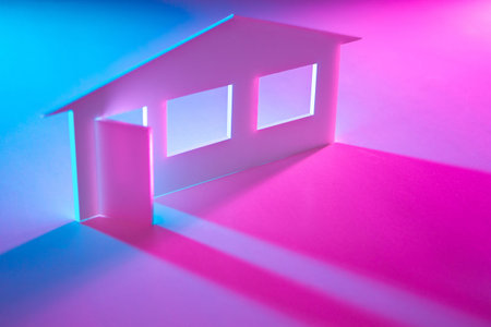 House casts a shadow. Real estate insurance. Silhouette of the cottage. Concept for insurance...