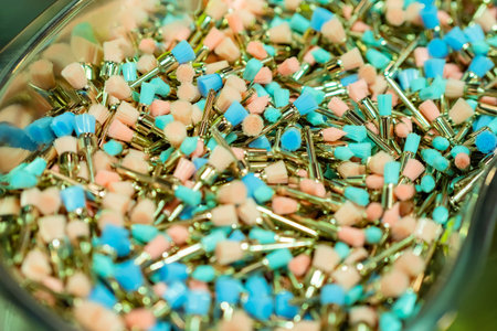 Dental equipment. Polishing nozzles. Polishing human teeth. Multi-colored brushes for polishing....