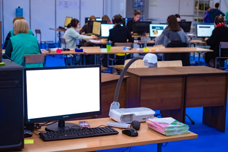 Education. Master classes. Education Center. People are sitting in a training center. Students are...