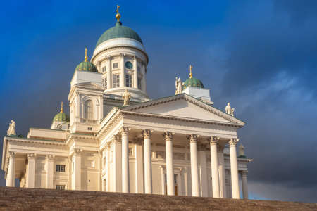 Helsinki. Finland. St. Nicholas Cathedral in Helsinki. Suurkirkko. Senate square. Sights of Finland. Excursions to the Cathedral of St. Nicholas. Guide to the capital. Helsinki city cathedrals.の写真素材