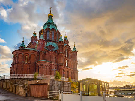 Helsinki. Finland. Assumption Cathedral on a summer day. Orthodox cathedrals of Finland. Tours in the center of Helsinki. Dawn in Helsinki. Scandinavia. Vacations in northern Europe. Tours to Finlandの写真素材