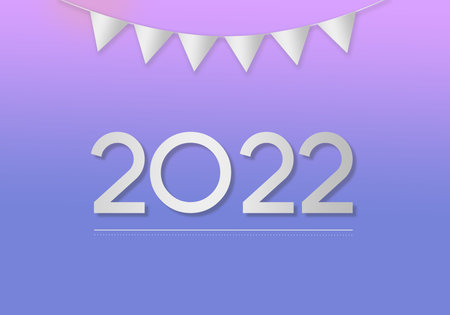 2022 simple. Figures of calendar year on light blue background. Minimalistic New Year design. Mascot...