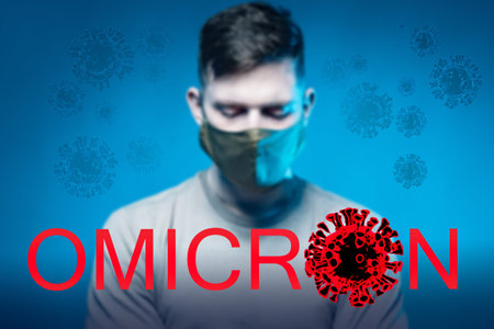 Omicron COVID-19 variant Coronavirus. SARS-CoV-2 penetration of virus in blood. Mutated OMICRON sick...
