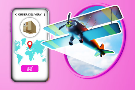 International delivery concept. Delivery goods by air. International logistics orders. Parcel to...