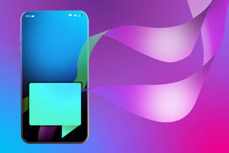 Smartphone with dialogue cloud. Conversation bubble in smartphone screen. Apps notification concept....