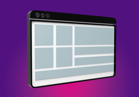Three-dimensional computer window. Modern application window. Interface is modern software....