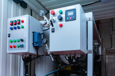 Control panel for electrical equipment. Electric remote control. Remote control production...