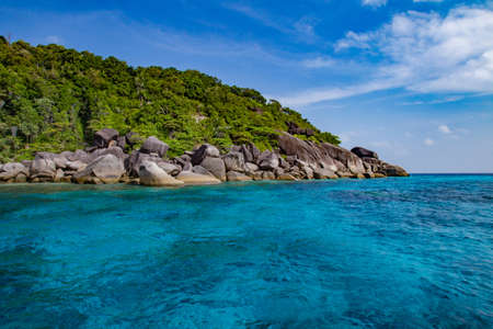Thailand beach. Andaman Sea. Island in Thailand. Phang Nga Bay National Park. Thailand Travel Guide. Not far from Phuket. Tourism in Asia. Huge stones on the shore. Sea water. Cruise.の写真素材