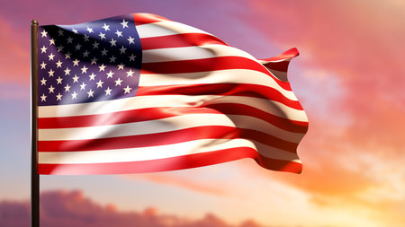 US America flag. American symbol for fourth of July. Elucidation of Day of Independence, Democracy...