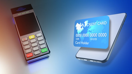 payment terminal. Credit card acceptance machine. Terminal for accepting NFC payments. Pay machine...