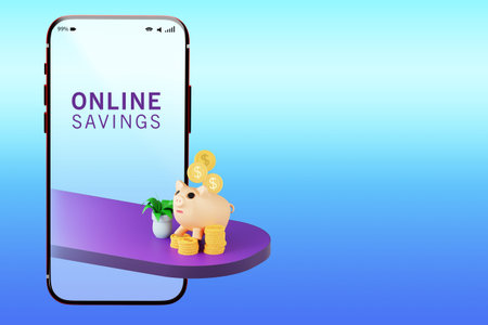 online savings. online banking. Savings and investments in a smartphone. Accumulation of money in...