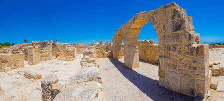 Cyprus. Pathos. The ruins of the ancient city in the archaeological museum. Open air museum in the city of Paphos. The ruins of an ancient city. Sights of Cyprus. Ancient cities of the Mediterraneanのeditorial素材