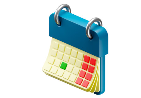 Loose-leaf calendar. Miniature calendar isolated on white. Time planning concept. Calendar with highlighted weekends and holidays. Icon for date picker page on site. element for interface. 3d imageの写真素材