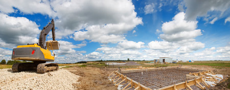 Laying the foundation. construction work. The foundation for the house. Grounds for the Cottage.の写真素材