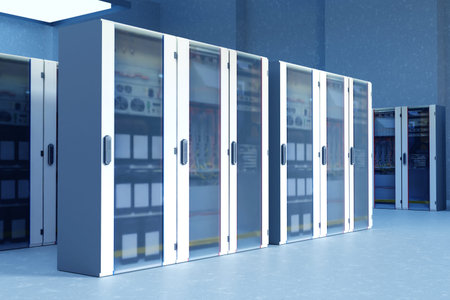 industrial server equipment. Technologies for factory automation. Cabinets with electrical equipment...