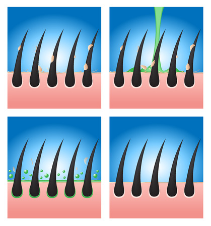 hair conditioner demonstration vectorのイラスト素材