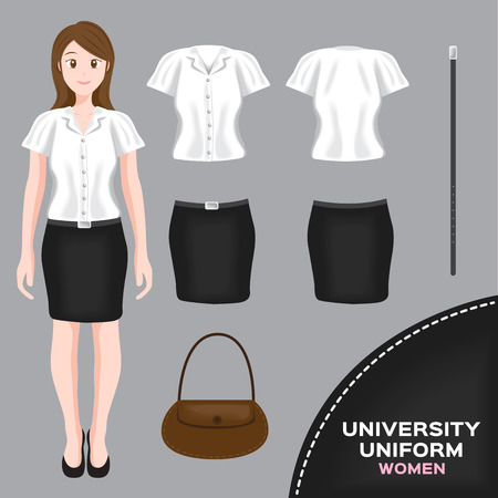 asian university uniform set , Thai set 2のイラスト素材