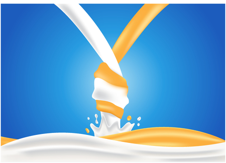 2 drink mixes together , milk and honey backgroundのイラスト素材