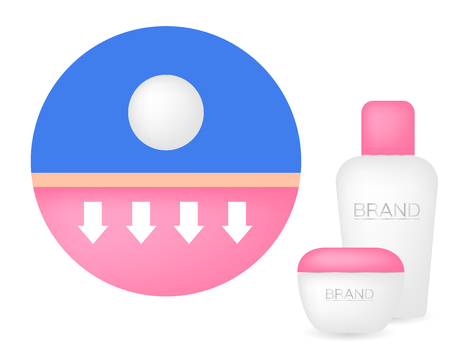 collagen apply on skin and bottle pack vectorのイラスト素材