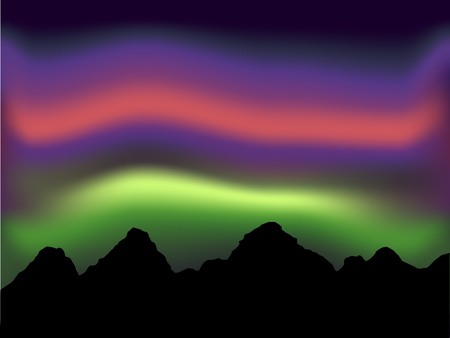 northern light and aurora with mountain vectorのイラスト素材