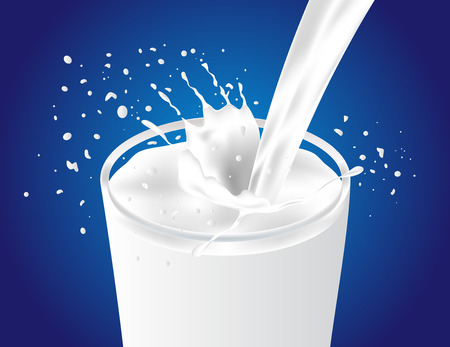 Pouring milk into glasses vector illustrationのイラスト素材