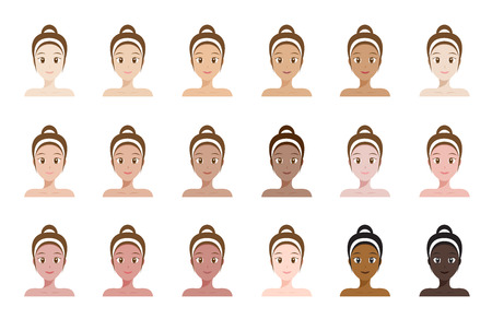 skin tone color index . face of women vectorのイラスト素材