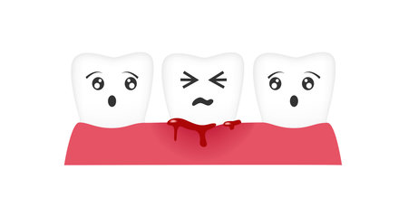 gingivitis tooth / blood bleeding vector