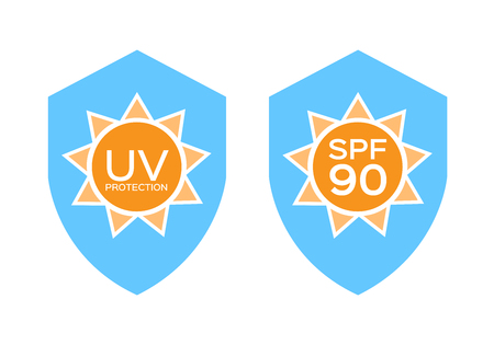 UV LOGO , shield and spf with orange colorのイラスト素材
