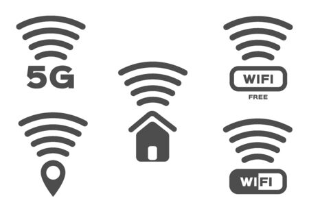 wifi and signal sensor icon set for shop and store / free house 5g pointのイラスト素材