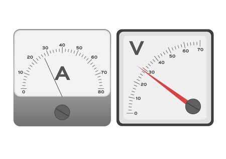 Ammeter / electrical circuit meter measuring vector on whiteのイラスト素材