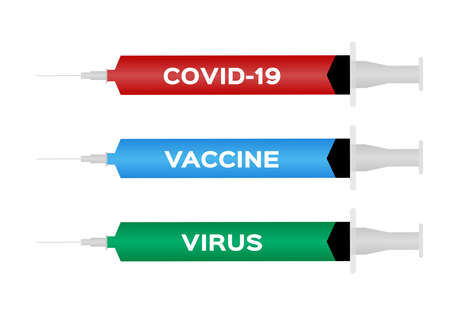 Coronavirus , Covid-19 vaccine in syringe . virus concept on whiteのイラスト素材