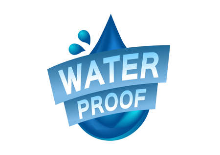 Water resistant and water proof icon. blue Water versionのイラスト素材