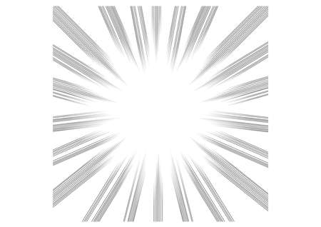 Comic and manga books speed lines background. explosion background. Black and white vector illustration on white .のイラスト素材