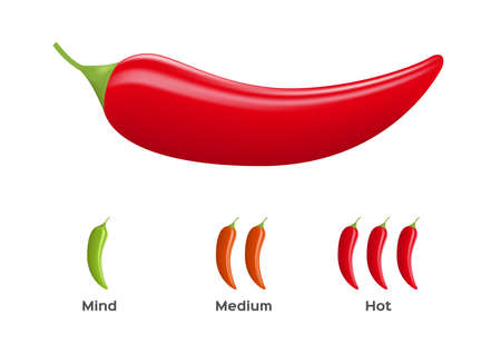 hot and spicy level of chilli peper vector on white backgroundのイラスト素材