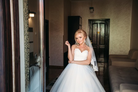Portrait of a bride in a wedding dressの写真素材