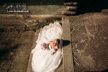 Portrait of a bride in a wedding dressの写真素材